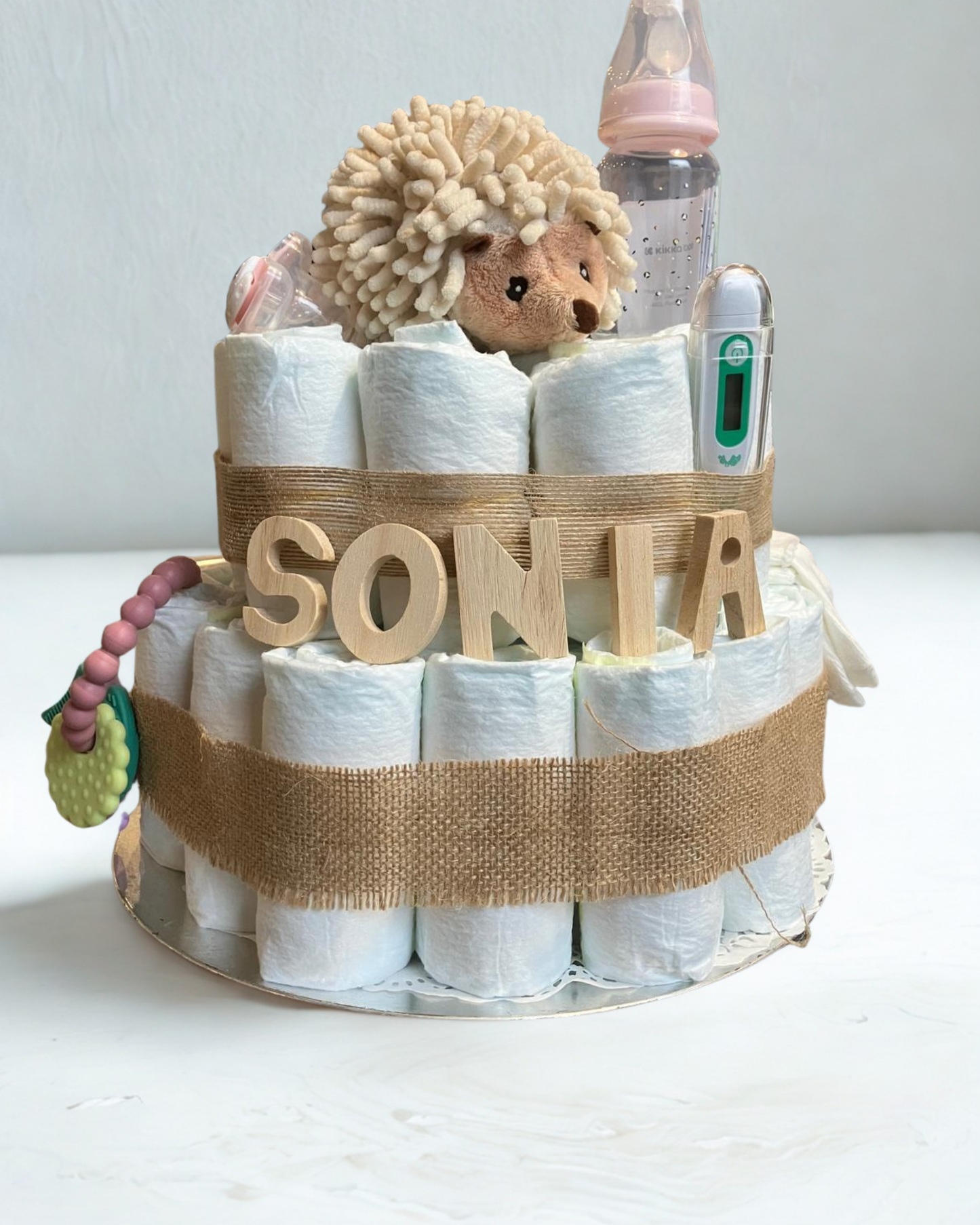 Pastel de pañales personalizado
