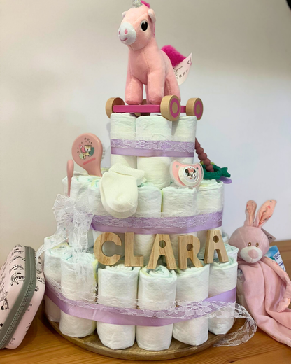 Pastel de pañales personalizado