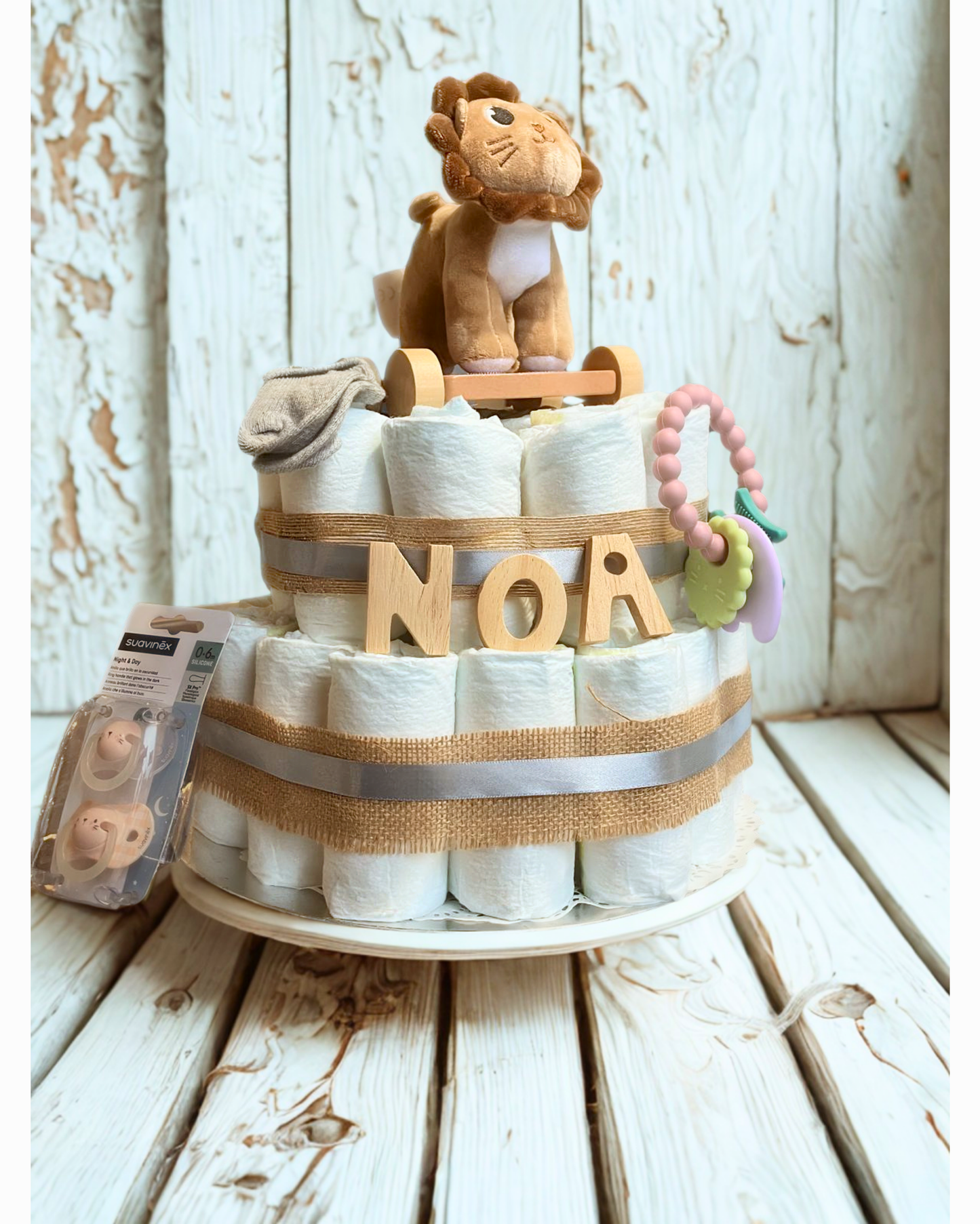 Pastel de pañales personalizado