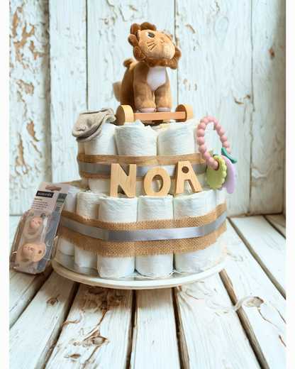 Pastel de pañales personalizado